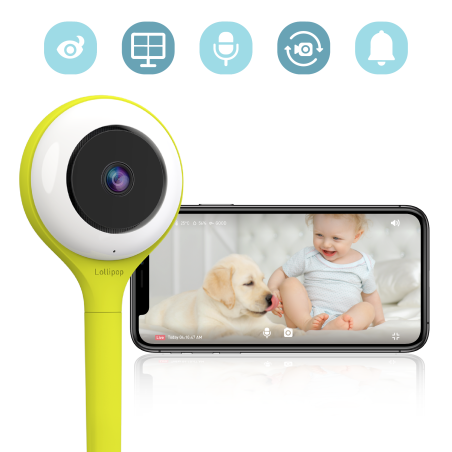 Babyphone vidéo Lollipop - vert pistache, connecté à votre téléphone